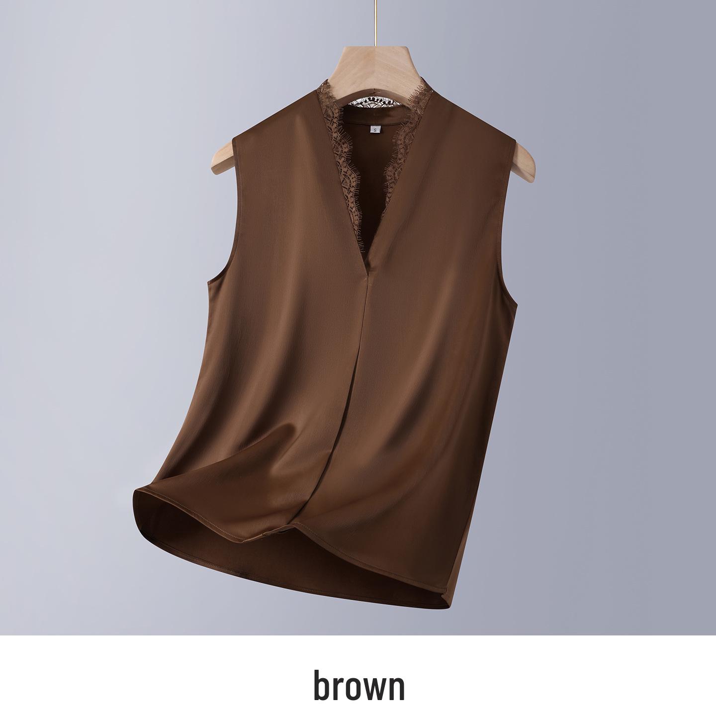 

Women s Black V-Neck Chiffon Camisole Top - 2026 Summer Style, Sleeveless Base Layer Medium кофейный