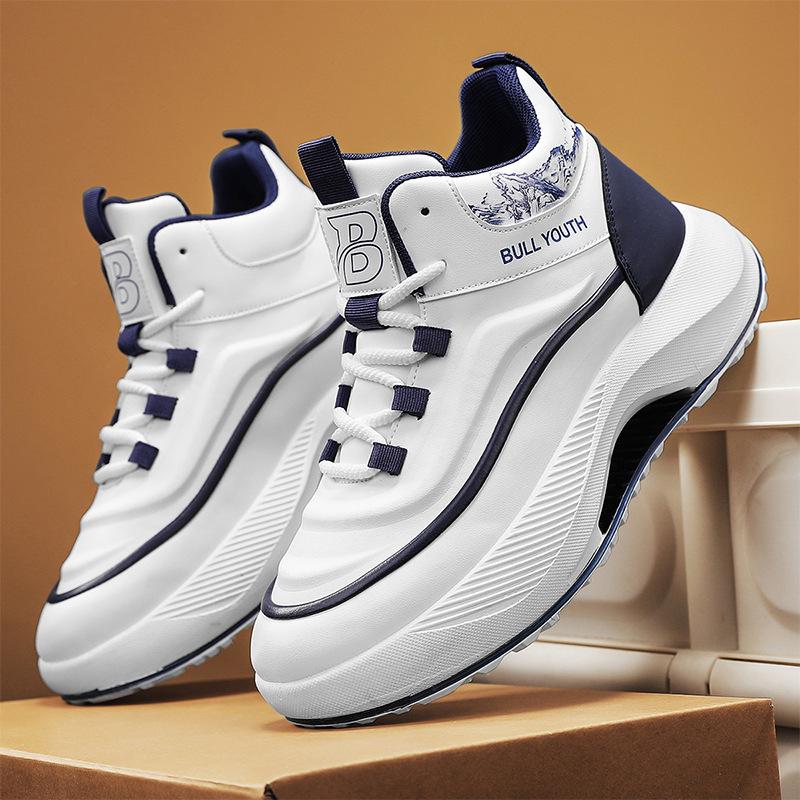 

2024 autumn new high-top men s non-slip thick-soled heightened wear-resistant teenagers high-end comfortable dad trendy shoes 44