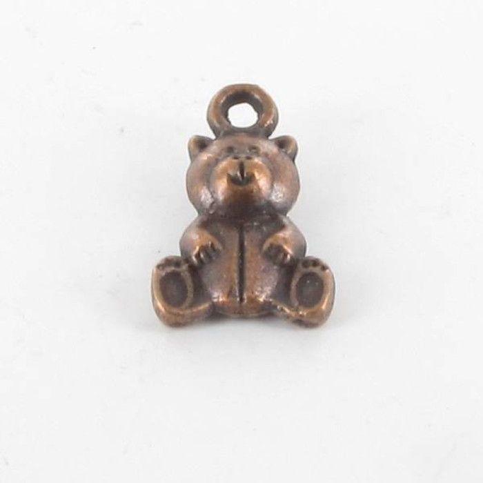 Breloque en métal Ourson Cuivré (lot de 10)