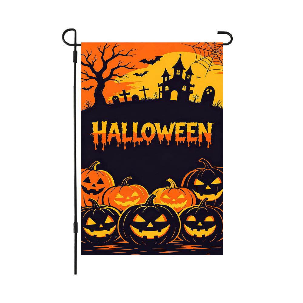 Halloween Garden Flag Linen Double Sided Yard Decoration Flag (2pcs)