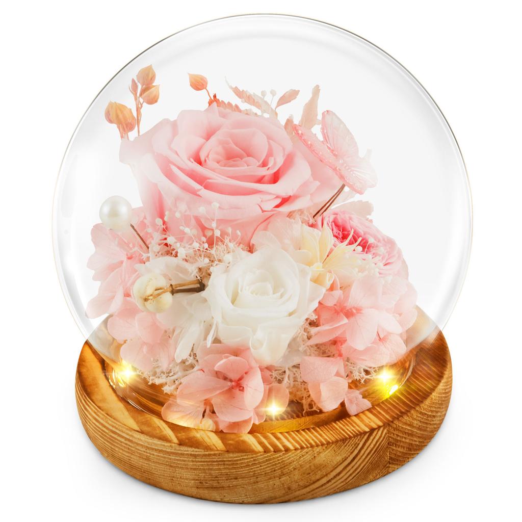 Artificial Rose Flowers Glass Cover Simulation Eternal Rose Flower Mothers Day Gifts Party Supply Valentine's Day Wedding Decor