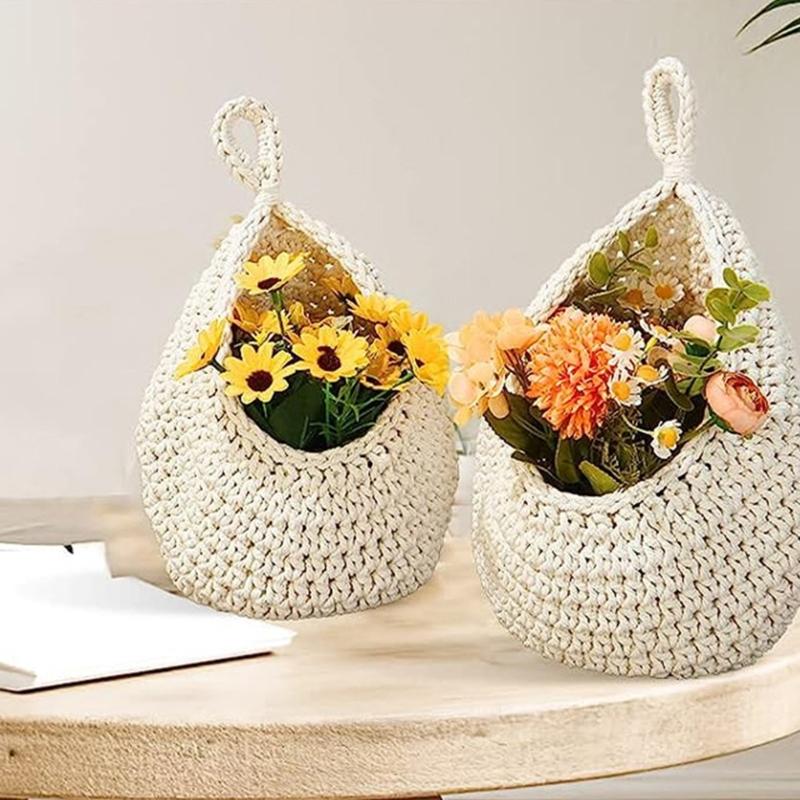 Kitchen Teardrop Hanging Baskets Wall Hanging Baskets Handwoven Hanging Plant Basket Decor for Vegetable Potato Storage