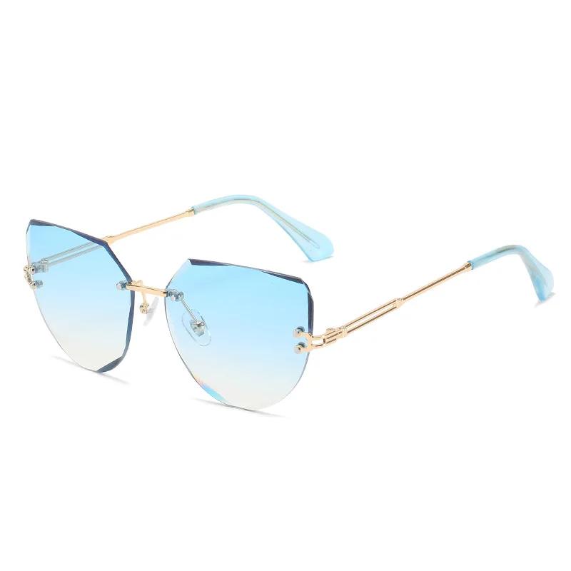 New Frameless Sunglasses Fashion Cat Eye Lentes De Sol Mujer Street Photography Trendy Accessories