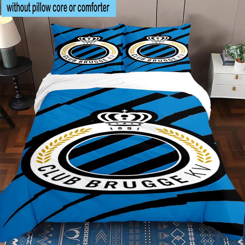 Set Biancheria da Letto con Stemma FC Brugge 3 Pezzi, Include 1 Copripiumino e 2 Federe Perfetto per Camera da Letto, Dormitorio, Regalo di Natale per Fan