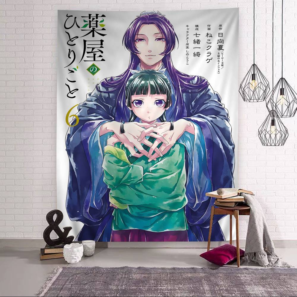 Maomao Anime Deníky lékárnice Barevný gobelín Nástěnná dekorace Závěsný tarot Hippie koberce na stěnu Dekorace na stěnu do koleje