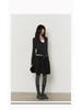 Vintage High-Waisted Wool Midi Skirt with Pockets - Gray Fluffy Design for Autumn/Winter