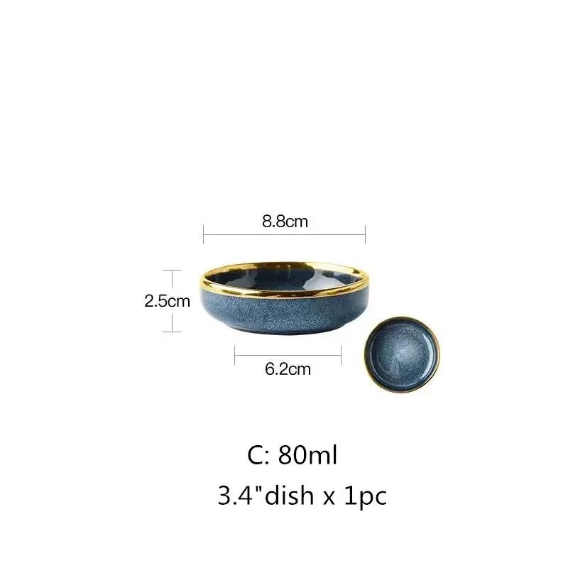 1pcs Light Luxury Ceramic Plate Set Dishes Dinner Plates Dessert Steak Plate Blue Gradient Salad Soup Bowl Plates Tableware