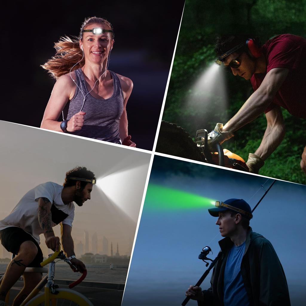 DuraBrite USB Rechargeable Max 400 Memory 7 Lighting and Green IP67 Waterproof and SOS Adjustable for Night and Power Outages Headlamp,