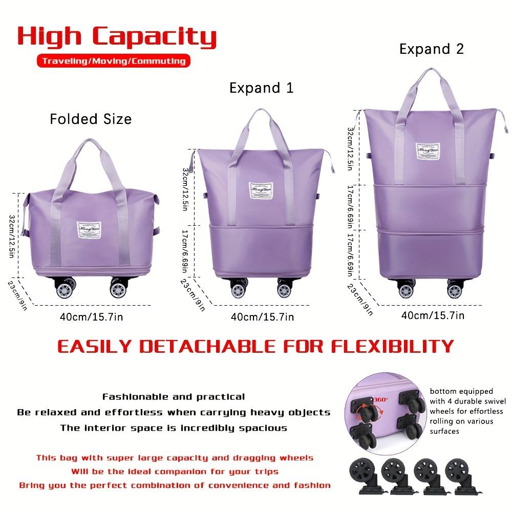 [Foldable Travel Bag] 3-Layer Extra-Large Foldable Travel Bag with Wheels | Nylon Luggage for Daily Commute & Moving