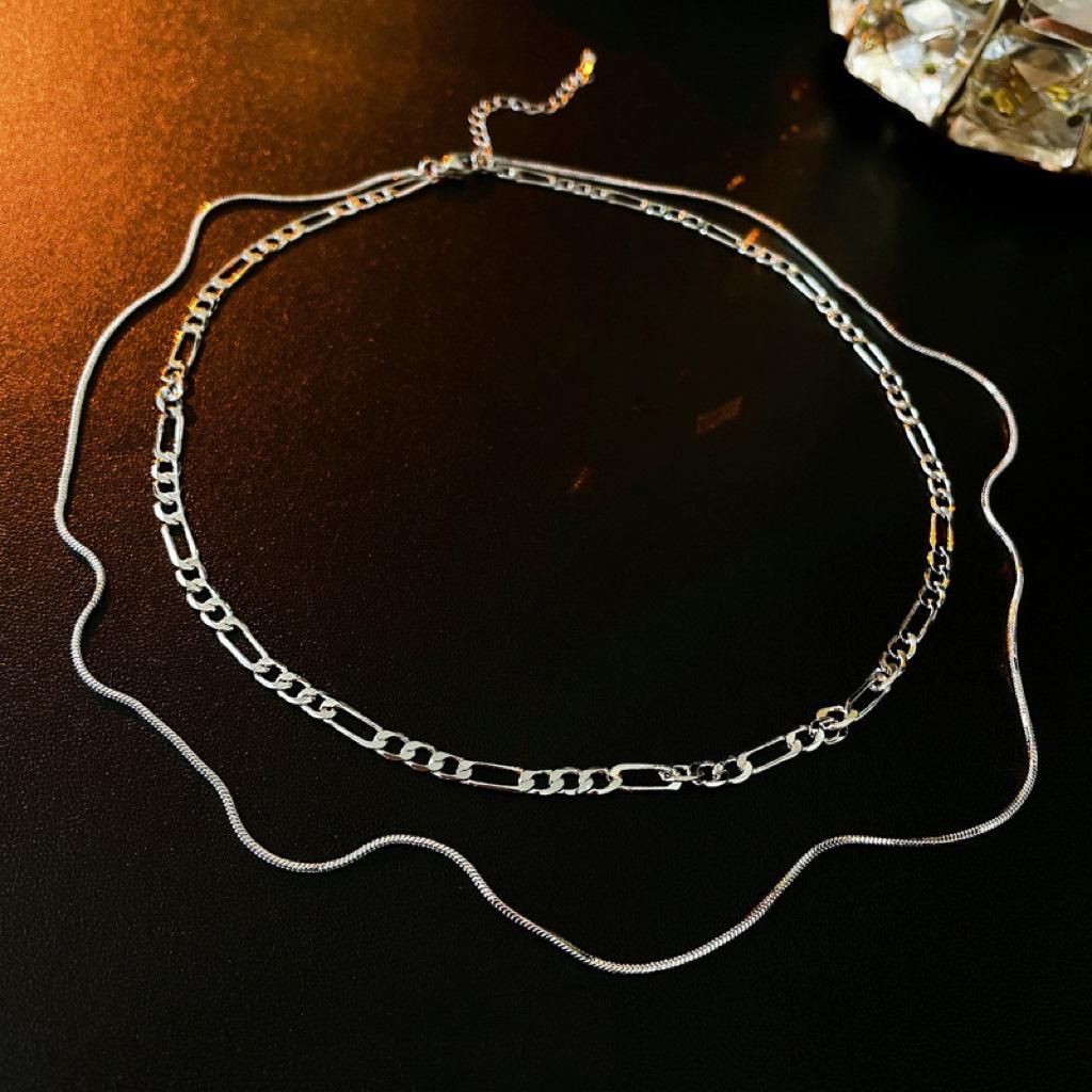 

Минималистичное двухслойное кубинское колье из титановой стали для женщин – Высококлассная, не тускнеющая цепочка для ключицы