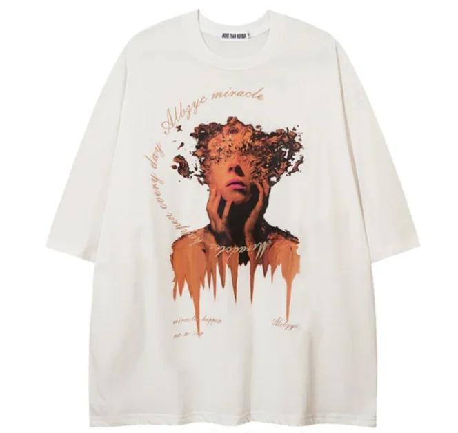 Hip Hop Oversize T Shirt Men Streetwear Harajuku Cartoon Print Tshirt Short Sleeve Cotton Loose HipHop T-Shirt Plus Size 5XL
