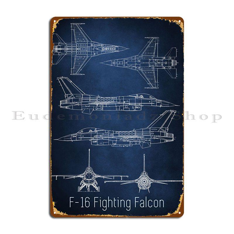 

F16 Fighting Falcon Metal Sign Mural Classic Wall Decor Custom Cinema Tin Sign Poster 20x30cm（7.8x11.8inch）