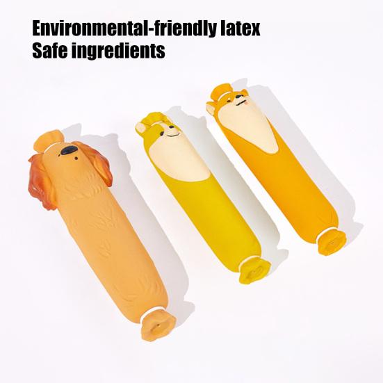 Latex Sausage Dog Toy Interactive Squeaky Dog Chew Toy Puppy Teething Toy for Aggressive Chewers Teeth Cleaning Anxiety Relief