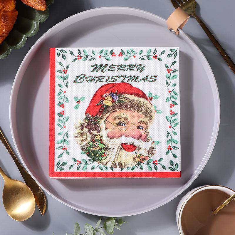 Christmas Printed Napkins - Festive Dining & Bakery Paper Napkins, Disposable Handkerchief Tissue for Home, Restaurant 20pcs/pack