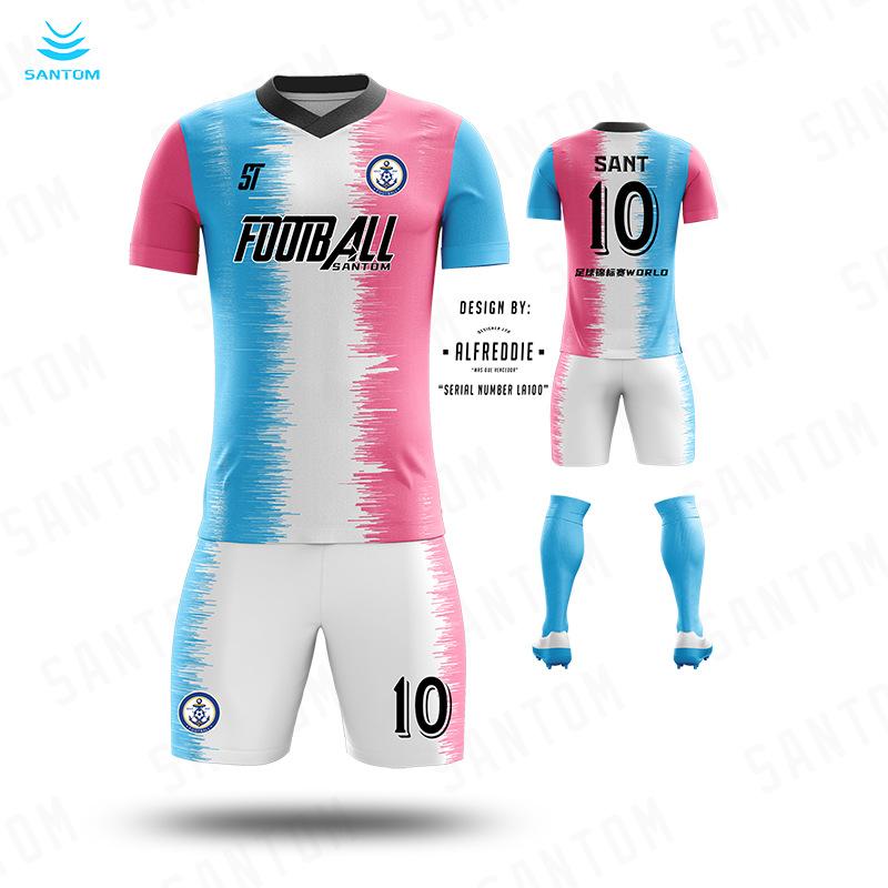 Football jersey set men's and women's digital printing custom quick-drying sports breathable map custom short-sleeved jersey