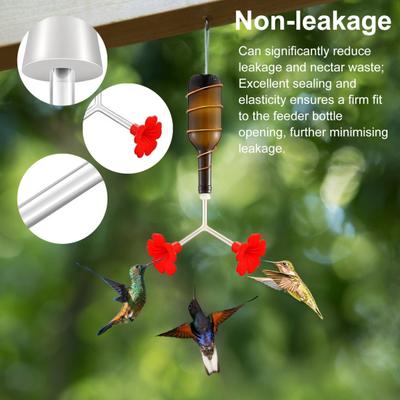3 Pcs Floral Hummingbird Feeder Bird Feeder Tubes And Stoppers Double Head Feeding Ports with Bottle Stopper Water Feeding Replacement Parts