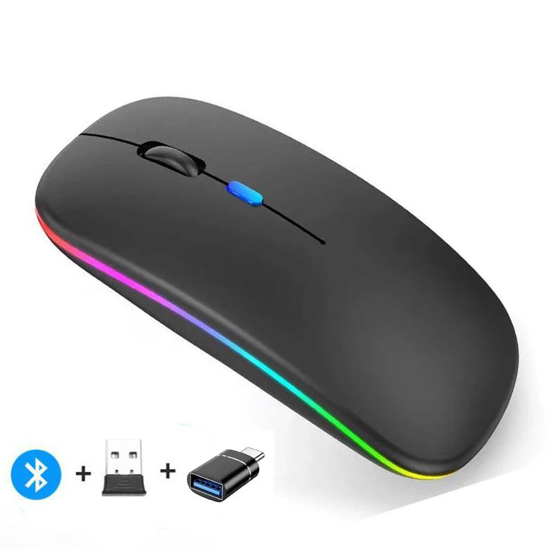 Wireless Mouse Bluetooth--compatible RGB Rechargeable Mouses Wireless Computer Silent Mice LED Backlit Ergonomic Gaming Mouse