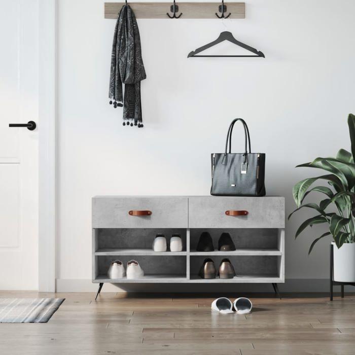 VidaXL Banc à Chaussures, Armoire à Chaussures avec 4 Étagères et Pieds, Meuble à Chaussures avec 2 Tiroirs Salon, Moderne, 829712