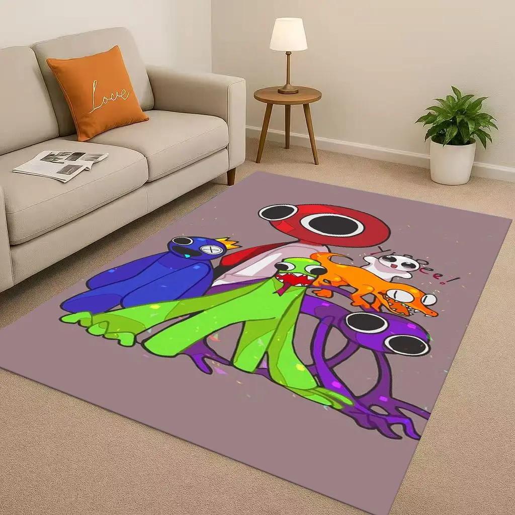 HD R-Rainbow Friends Game Cartoon Living Room Non-Slip Area Rug Carpet for Bedroom Playroom Sofa,Easy Clean Home Decor Doormat