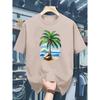 Tropical Palm Tree Graphic Tee Men Summer Casual Cotton Short Sleeve T-Shirt Vacation Beach Print Top