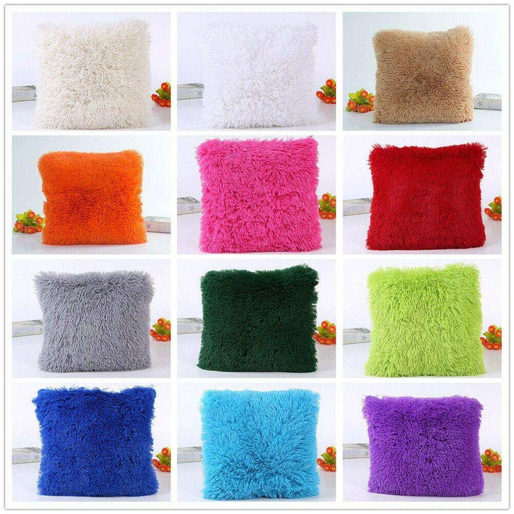 Square Home Decor Car Seat Fur Plush Winter Warm Throw Pillow Cases Cushion Cover