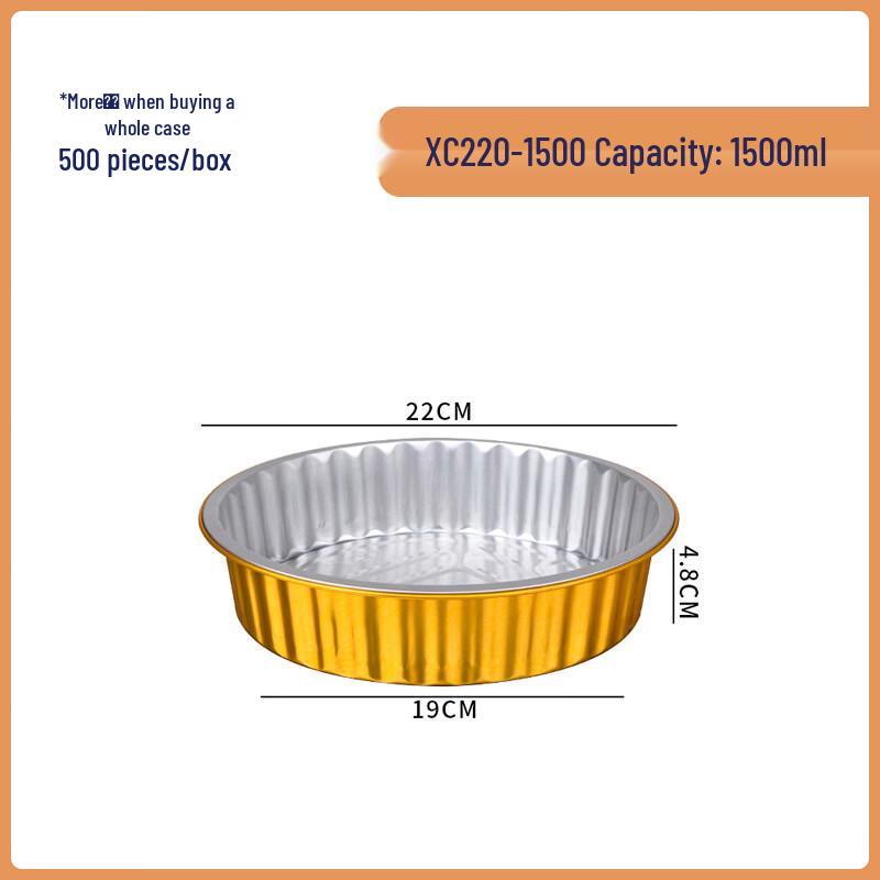 Gold Round Aluminum Foil Takeaway Containers with Lids