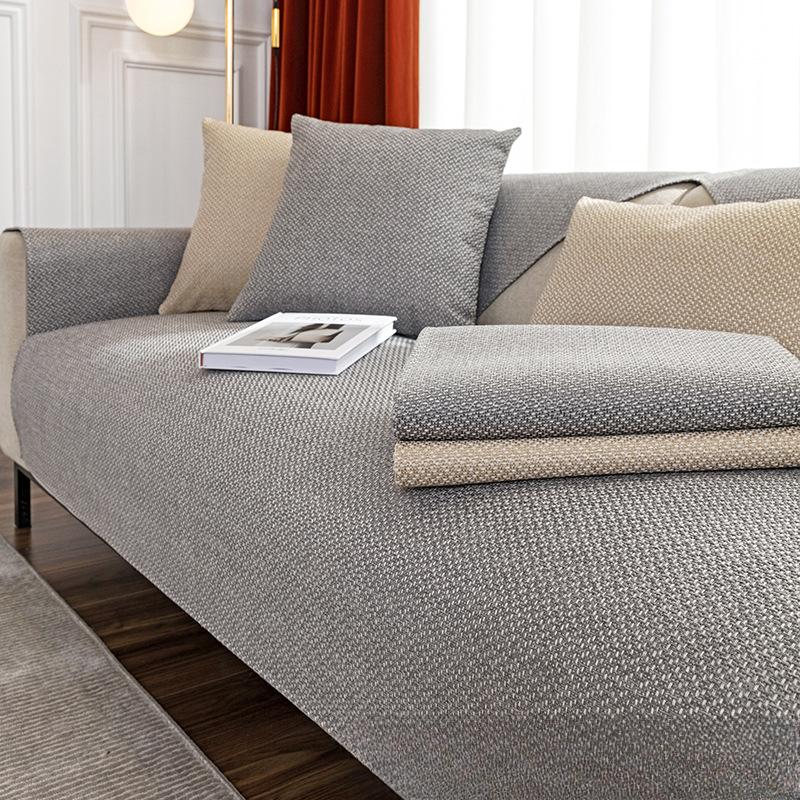 Four Seasons Cotton Linen Sofa Cushion Universal Simple Old Coarse Cloth Solid Summer Sofa Cover Slipcover 70*70