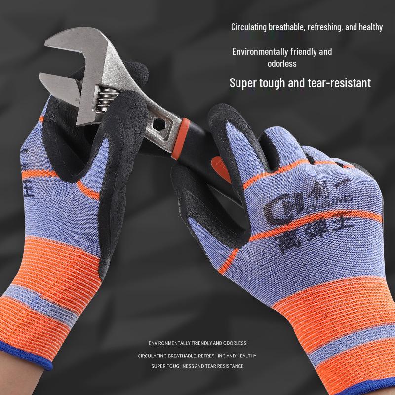 Breathable Summer Work Gloves - Latex Coated, Wear-Resistant Rubber Protection