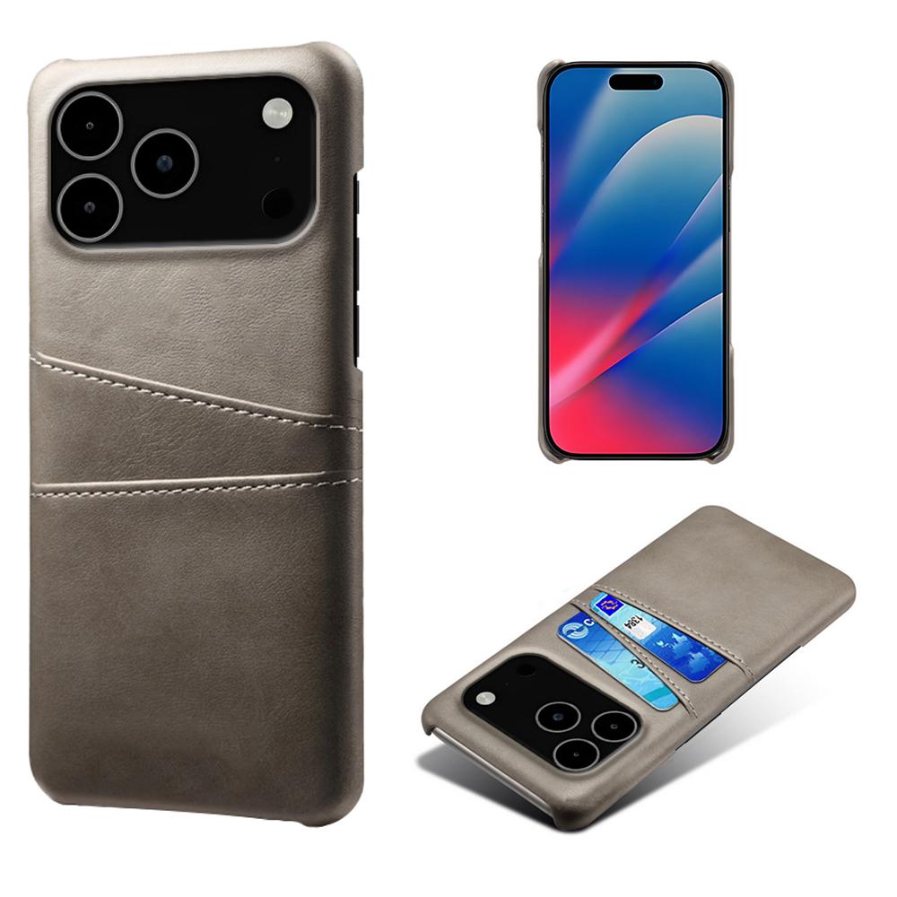 For iPhone 17 Pro Max Case Dual Card Slots PU Leather+Hard PC Phone Cover