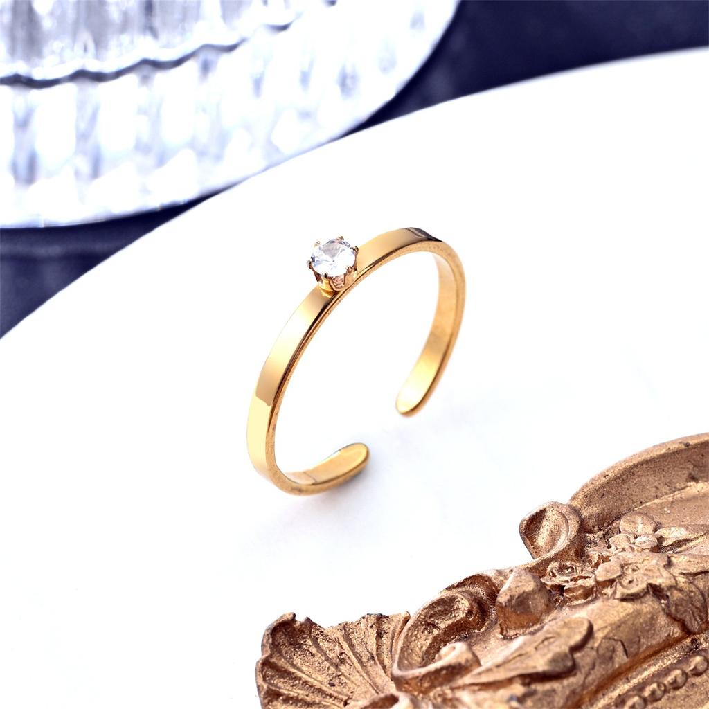 Temperament high-end niche open zircon ring, simple personalized couple diamond ring hand jewelry