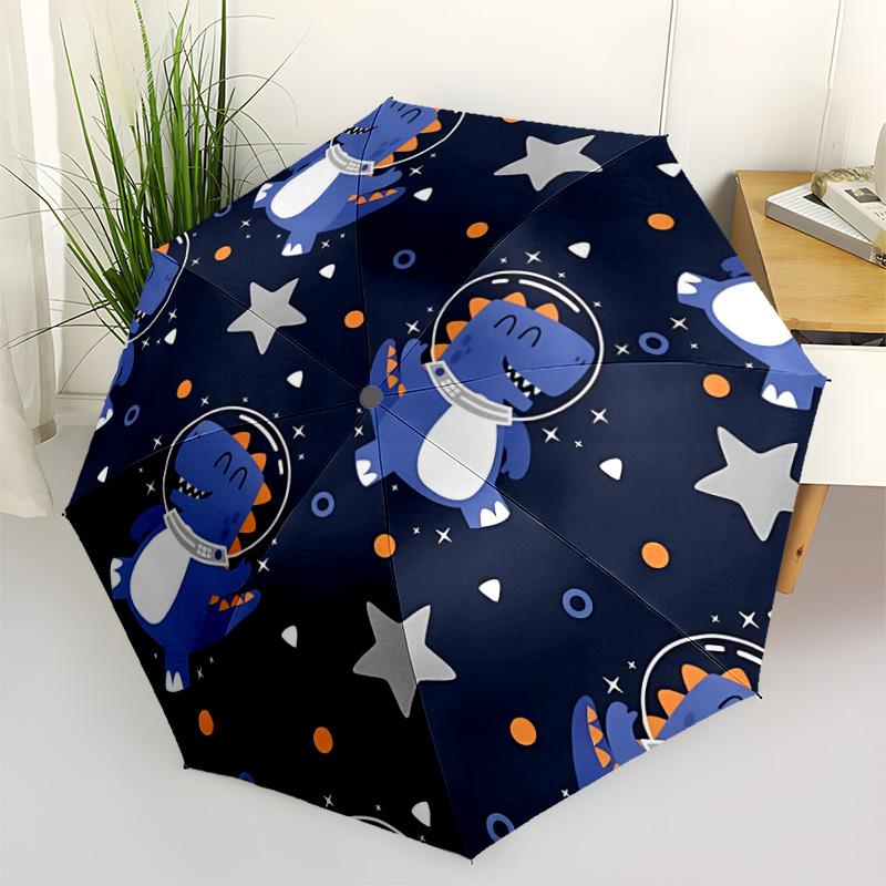 1pc Dino Astronaut Automatic Open/Close Umbrella, Windproof, Folding Compact Umbrella with Lightweight Design for Women/Men143