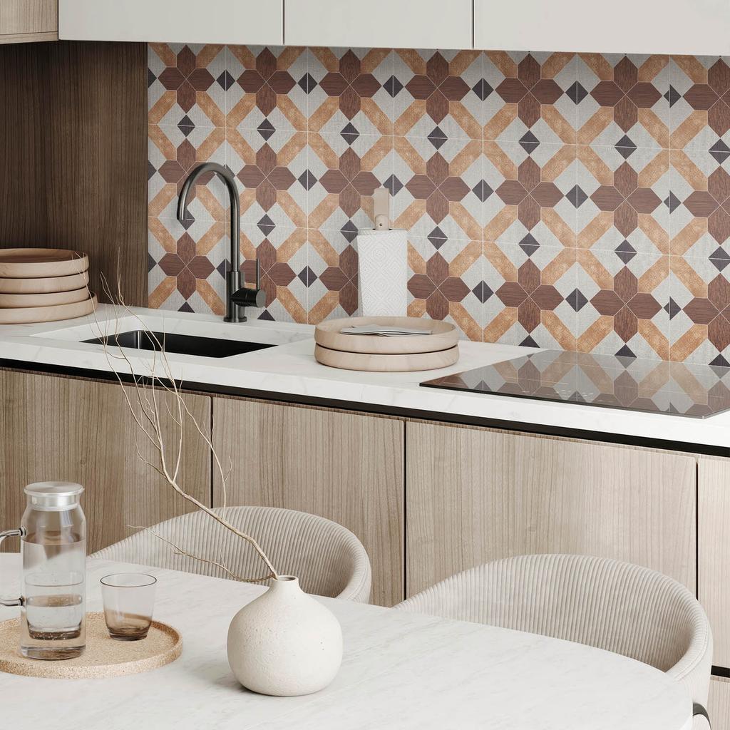 Zestaw Kafelków Winylowych Z Motywem Do Kuchni Salonu Wzór Geometryczny Z Motywem 10X40X20 Cm