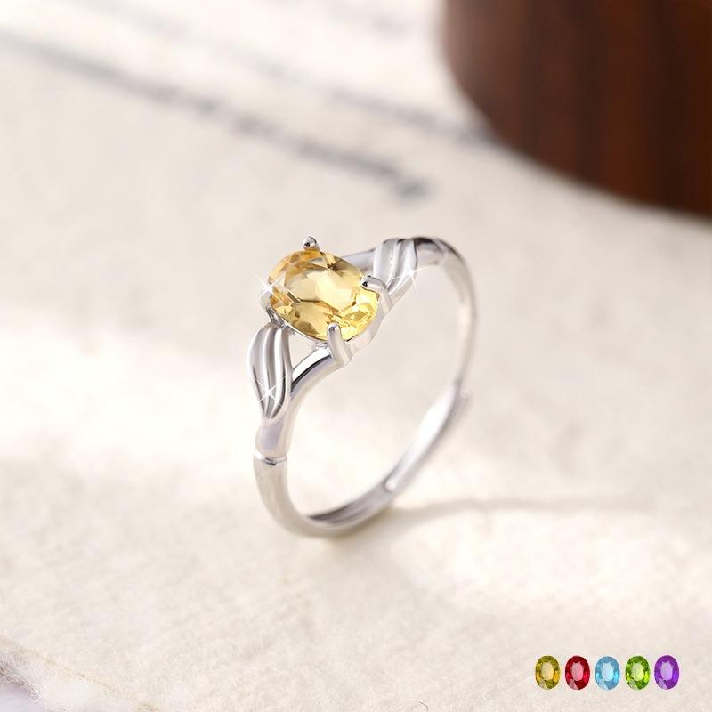 Natural stone s925 sterling silver ring women's adjustable non-fading ring Xiaohongshu popular high-end accessories women's daily jewelry gift