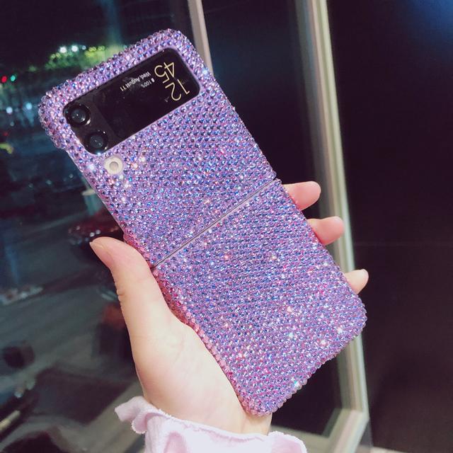 Grey Bling Glitter Crystal Cases For Samsung Galaxy Z Flip 5g Z Flip 3 Z Flip 4 Z Fold 3 2 Z Fold 4 Diamond Gel Hard Fundas