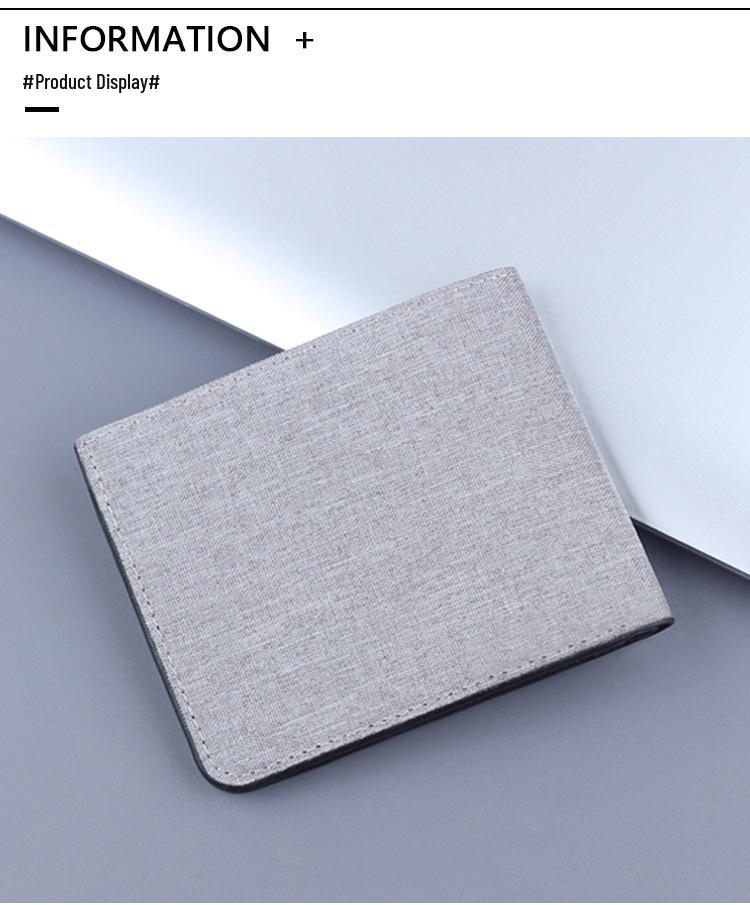 Men's Ultra-Thin Canvas & Leather Short Wallet with Card Holder