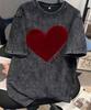 Pc Valentine Outfit Femei Retro Uzat Inimă Roșie Te Iubesc Tricou Stil American Brand Casual Gât Rotund Mânecă Scurtă Top