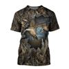 Summer Camouflage Hunting Animal quail Pattern Printed Men's Round Neck T-shirt Casual Short Sleeved Oversized Fashionable