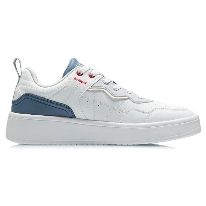 Li Ning Xian Chu Leather Trendy Casual Lightweight Breathable Low-Top Skate Shoes Men Sneakers White Blue AGCR315-1
