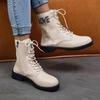 Botas Altas Mujer  New Autumn Low Heel Side Zipper Short Solid Color Round Head Fashion Women Boots