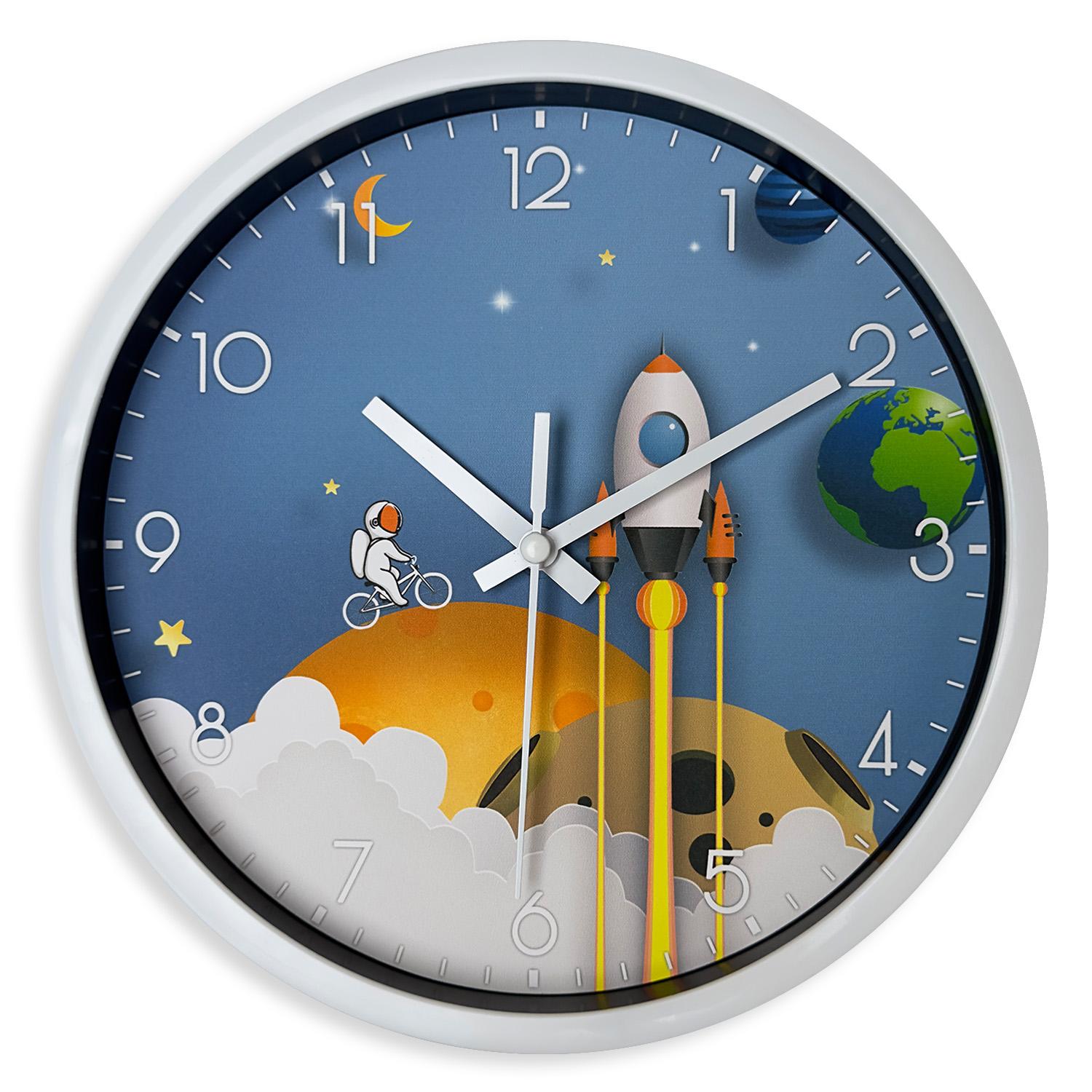 High-Quality 1Pc 8-Inch High-Quality Children High-Quality Cartoon High-Quality Astronaut High-Quality Wall High-Quality Clock, High-Quality Silent (as the picture,8 inch)