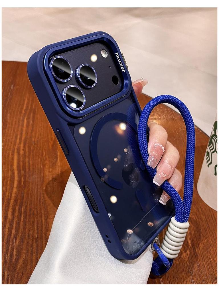 Magnetische Acryl iPhone 17 Linsenhalter Hülle mit Lanyard