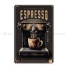 Starožitný Coffee Wall Art Print Dokonalý doplněk do sbírky každého milovníka kávy Kovový Club Cave Designový Plechový Značka Plakát
