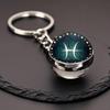 Kulatý svítící krystal zvěrokruhu Keychain - Panna & Lev