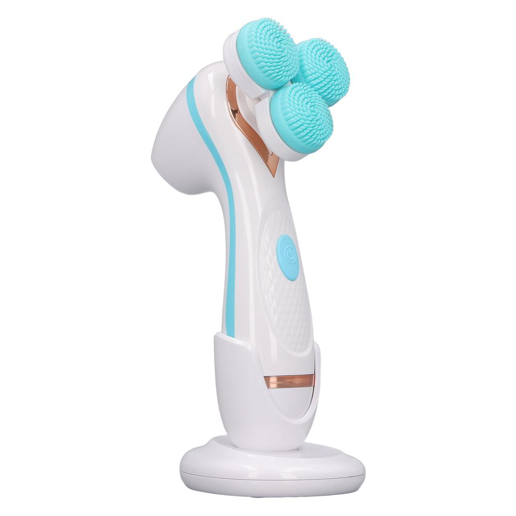 Electric Facial Cleansing Brush 3 Head Massage Facial Exfoliating Silicone Rechargeable Face Scrubber Portable Device