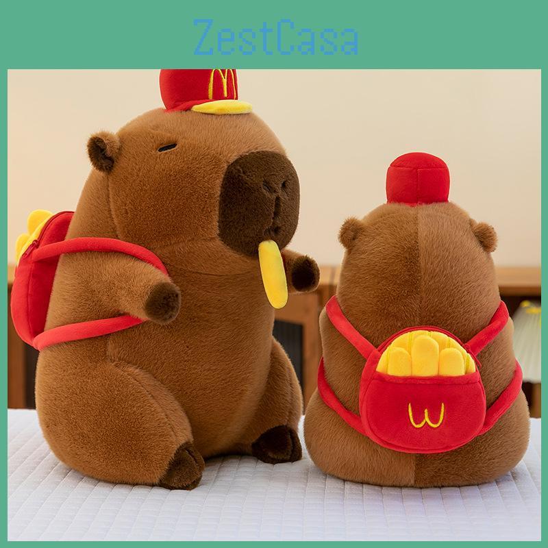 Plush Capybara Creative Toy Hat Fries Backpack Stretchable Poseable Gift Kids