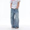 American Ripped Wide-leg Jeans Men's Spring New Thin Loose Retro Mopping Straight Pants