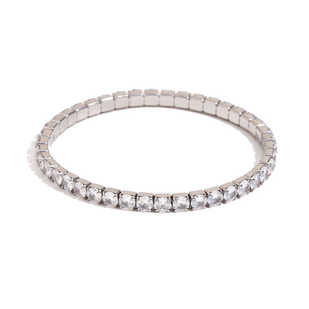 MamacitaSlay Classic Stainless Steel Zircon Fine Edge Bracelet Banquet Luxury Waterproof Jewelry Women s Elegant Simple Jewelry