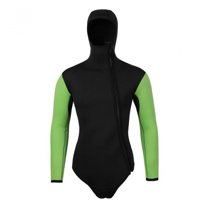 5mm Neoprene Hooded Zip-Front Two-Piece Wetsuit Freediving Spearfishing Snorkeling Swimming