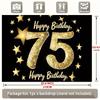 Happy 75th Birthday Golden & Gold Design, 1pc Polyester Party Backdrop Banner, Photo Booth Background, Wall Decor