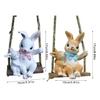 Lovely Mother And Baby Rabbit Easter Swing Ornament Durable Resin Rabbit Swing Home Decors For Year Round Display